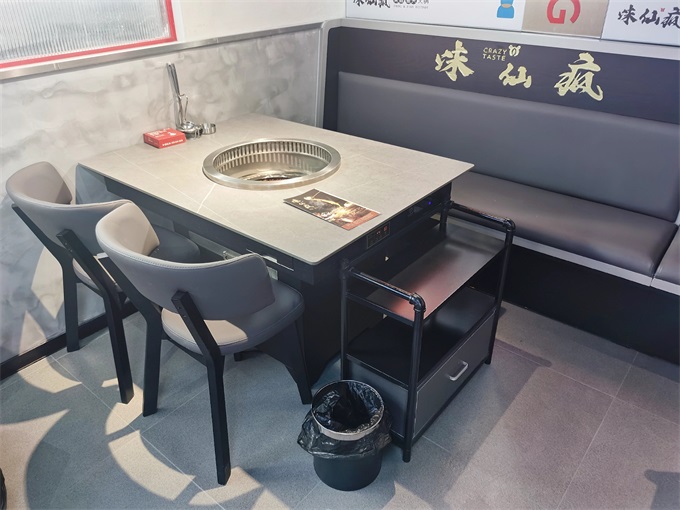 岩板台面下排烟智能无烟净化火锅桌