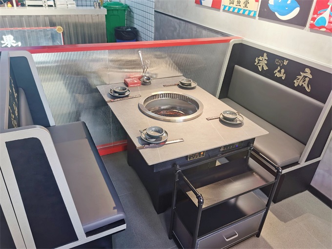 岩板台面下排烟智能无烟净化火锅桌