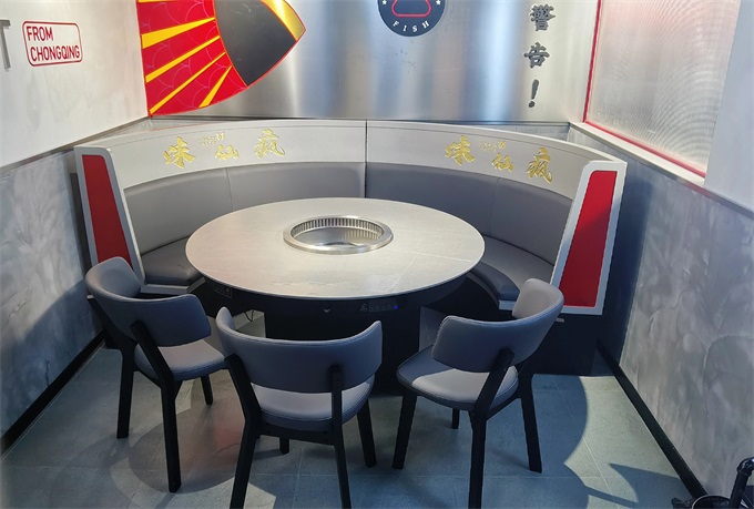 岩板台面下排烟智能无烟净化火锅桌