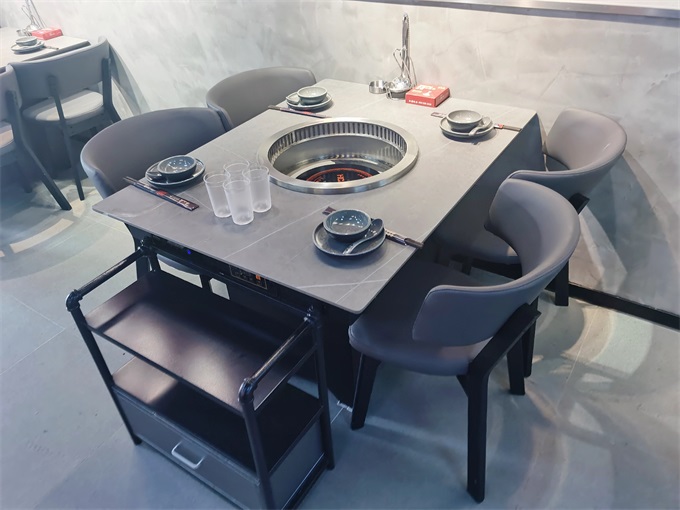 岩板台面下排烟智能无烟净化火锅桌