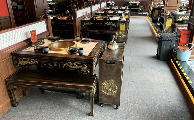 中式仿古实木无烟净化老火锅桌