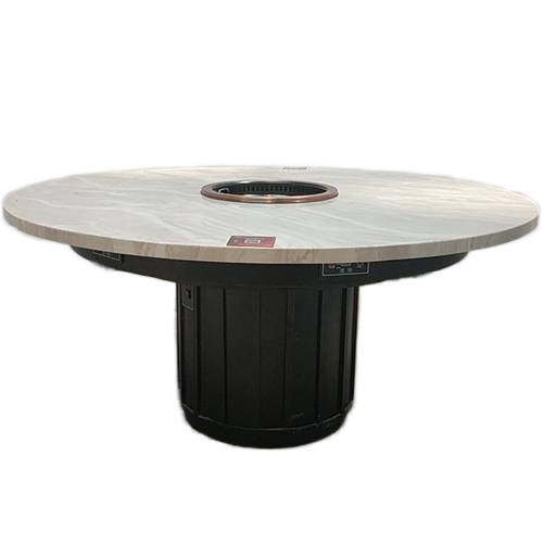 海底捞同款地排风系统下排烟无烟大理石火锅桌