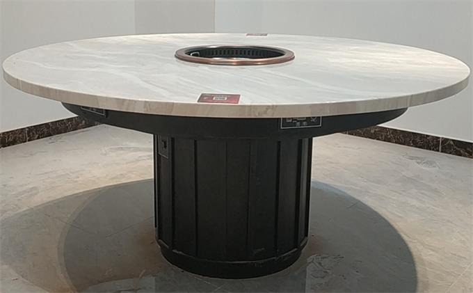 海底捞同款地排风系统下排烟无烟大理石火锅桌