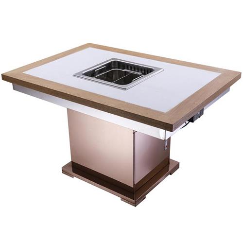 火锅店大理石节能无烟电磁炉火锅桌