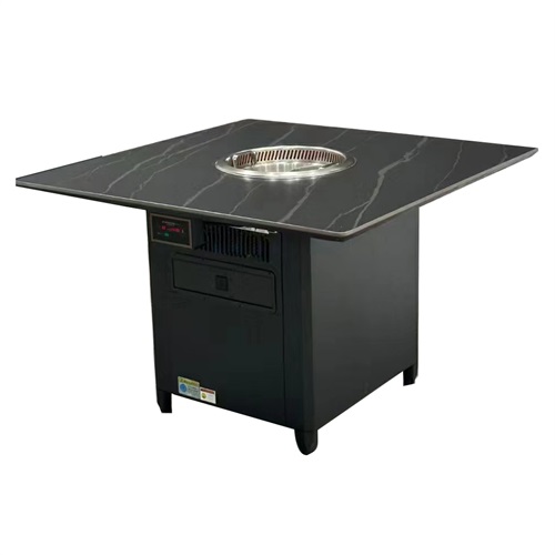 火锅店方形岩板火锅桌自带无烟净化功能