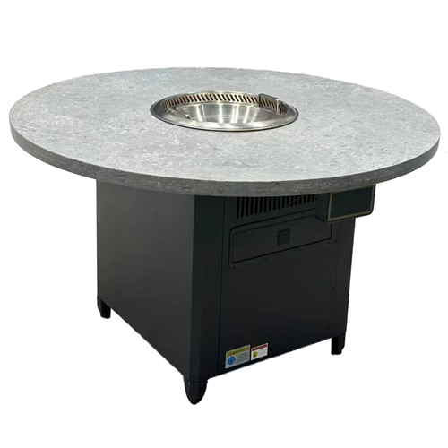 火锅店高端商用圆形无烟自净化大理石火锅桌