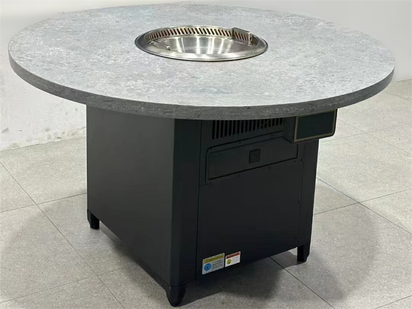 火锅店高端商用圆形无烟自净化大理石火锅桌