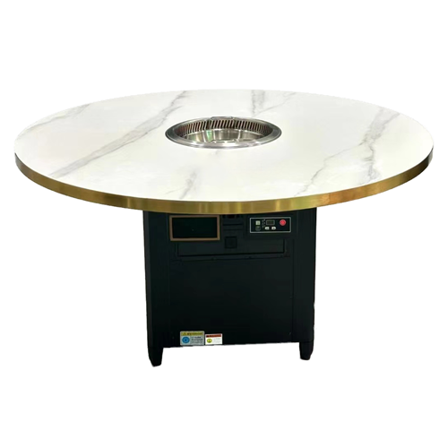 智能无烟火锅桌|大理石圆桌|商用电磁无烟火锅餐桌