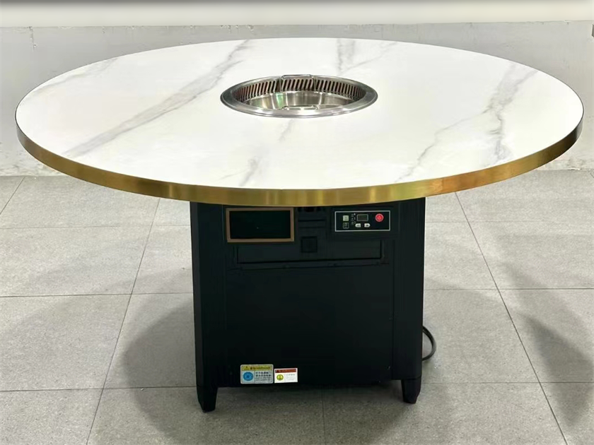 智能无烟火锅桌 | 大理石圆桌 | 商用电磁无烟火锅餐桌