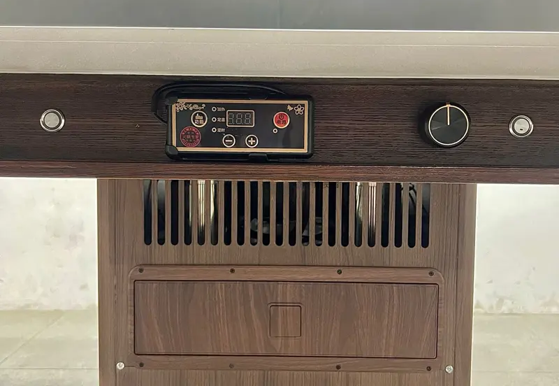 火锅店专用岩板台面无烟火锅桌|内置下排风系统