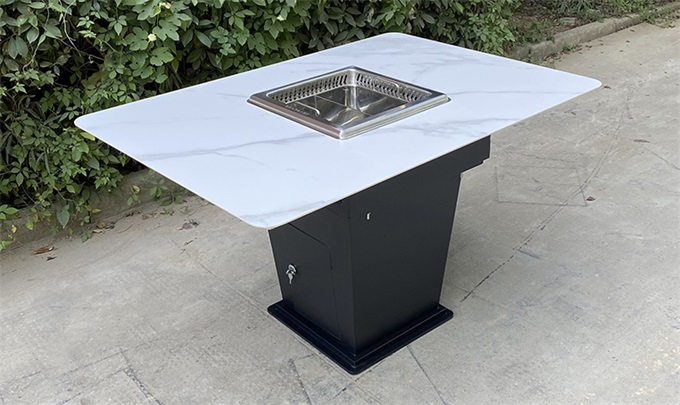 大理石带净化无烟火锅桌_自净化火锅桌