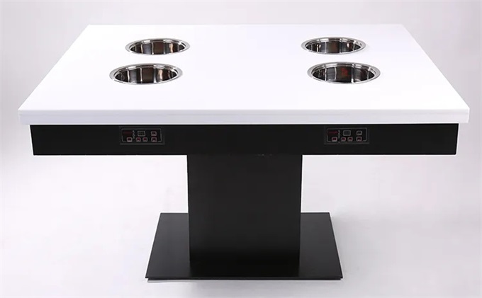 大理石台面4人位一人一个小火锅餐桌