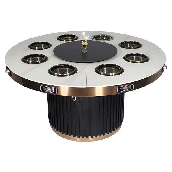 8人位一人一锅大理石无烟净化小火锅桌