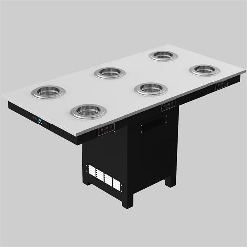 大理石6人位单人单锅火锅桌_6人单锅无烟火锅桌