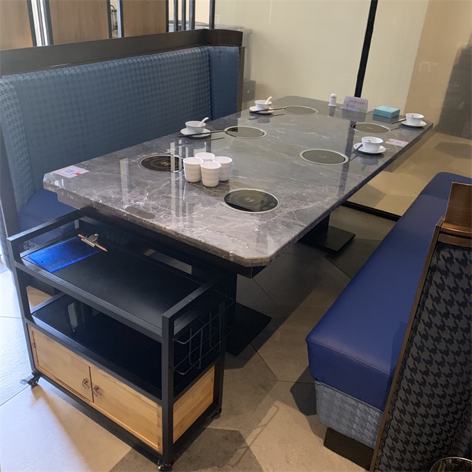 6人位大理石一人一锅电磁炉小火锅桌子