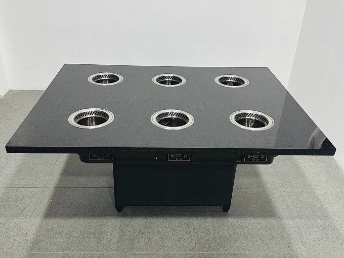 6人位一人一锅无烟净化大理石小火锅桌