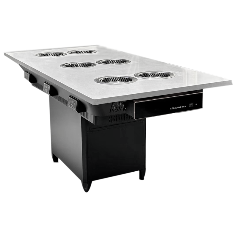 高端火锅店六人位大理石每人每锅无烟小火锅桌