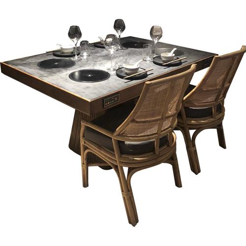 大理石一人一锅隐形电磁炉火锅桌