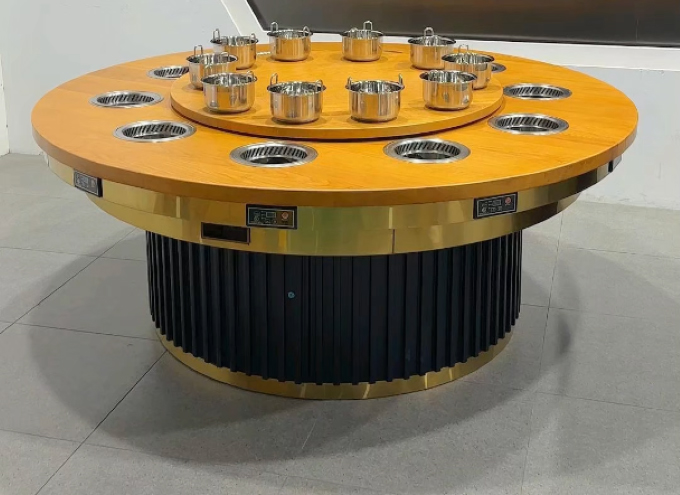 10人位一人一锅无烟净化实木小火锅桌