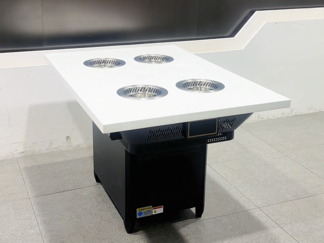 自助火锅店4人位大理石一人一锅无烟净化火锅桌