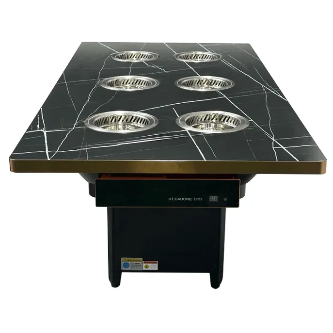 一人一锅无烟自净化小火锅桌，岩板台面自助火锅餐厅专用