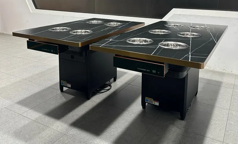 一人一锅无烟自净化小火锅桌,岩板台面自助火锅餐厅专用