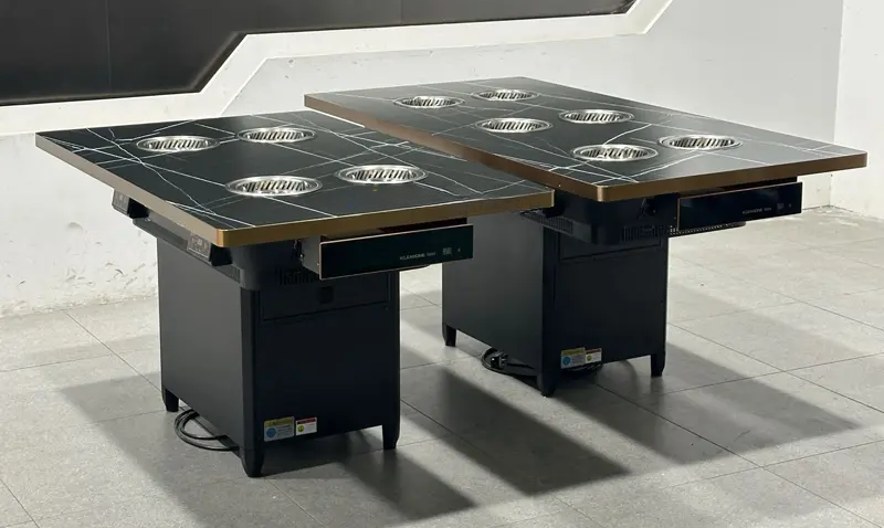 一人一锅无烟自净化小火锅桌,岩板台面自助火锅餐厅专用